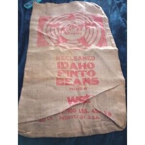 RARE 1950's Kelloggs Pinto Beans Idaho Burlap Sack Bag Unused Vintage 21" 34"